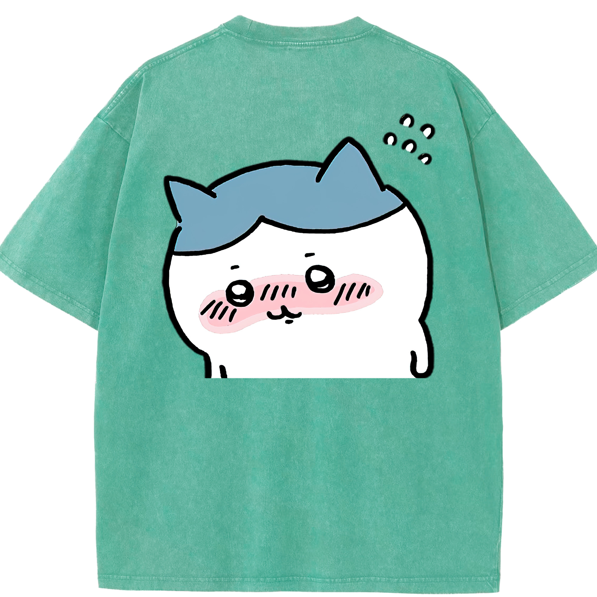 （画像用） ちいかわ ハチワレ Chii-kawa hachiware 綿100% ヴィンテージ風 半袖Tシャツ（背面プリント）